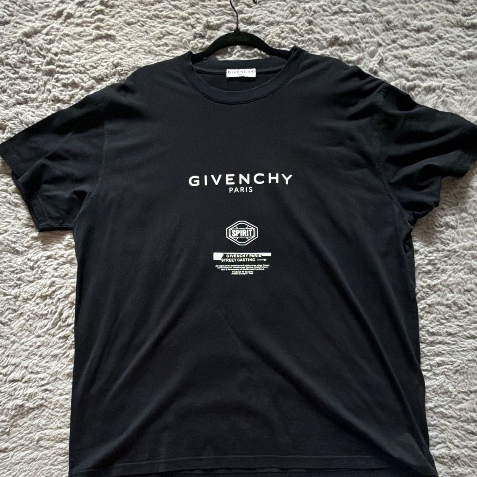 Givenchy Men’s Black XL Cotton Jersey Crew Neck Spirit Logo Graphic T-Shirt