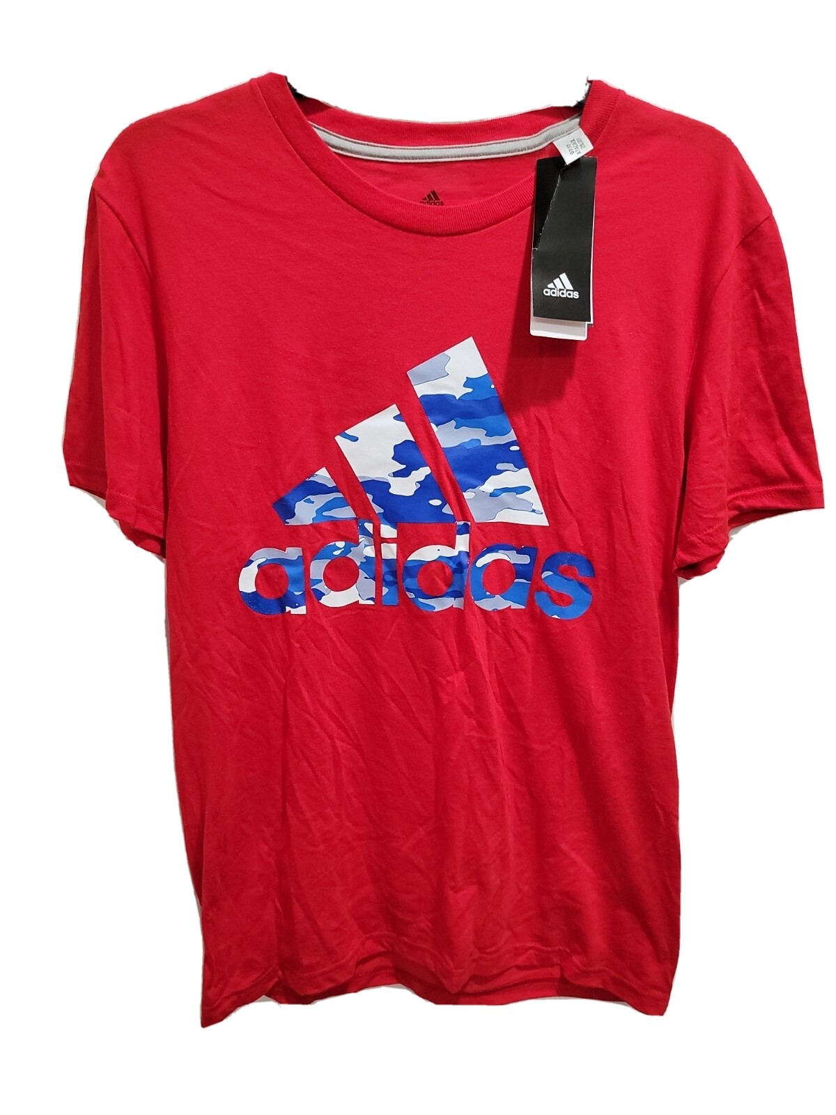 NWT Adidas Men’s The Go-To Performance Tee Red with Blue-Camo Logo S M L XL XXL