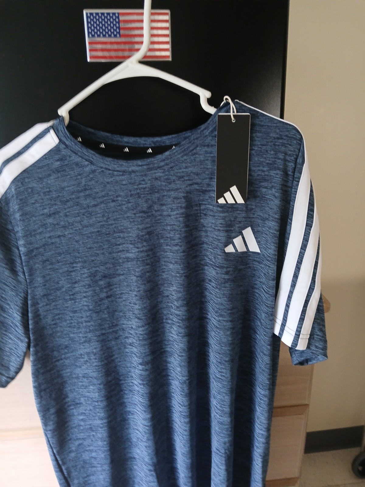 3S HTHR TEE (Men’s 3-Stripes Heather Tee)​Colorway: Wonder Steel Melange (a…
