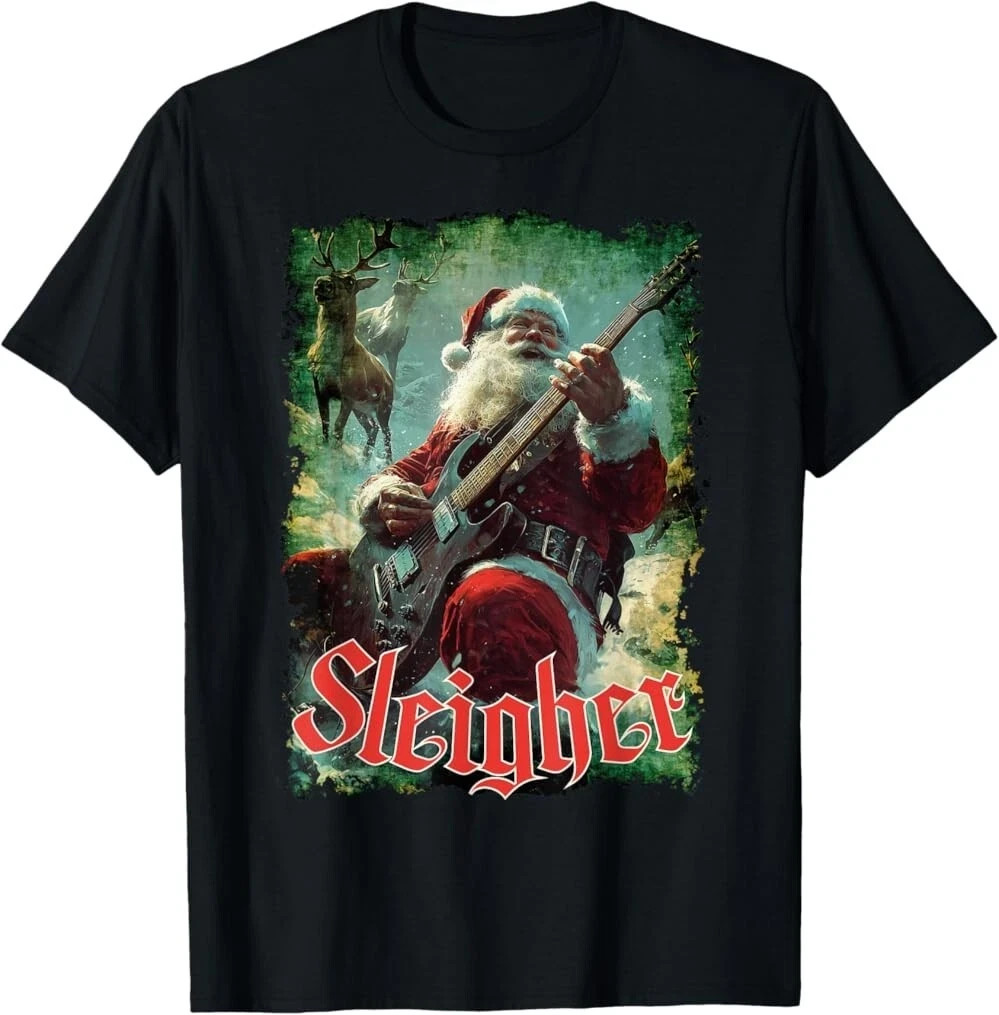 Santa Claus Guitar Sleigher, Funny Rock Music, Christmas T-Shirt, HS261