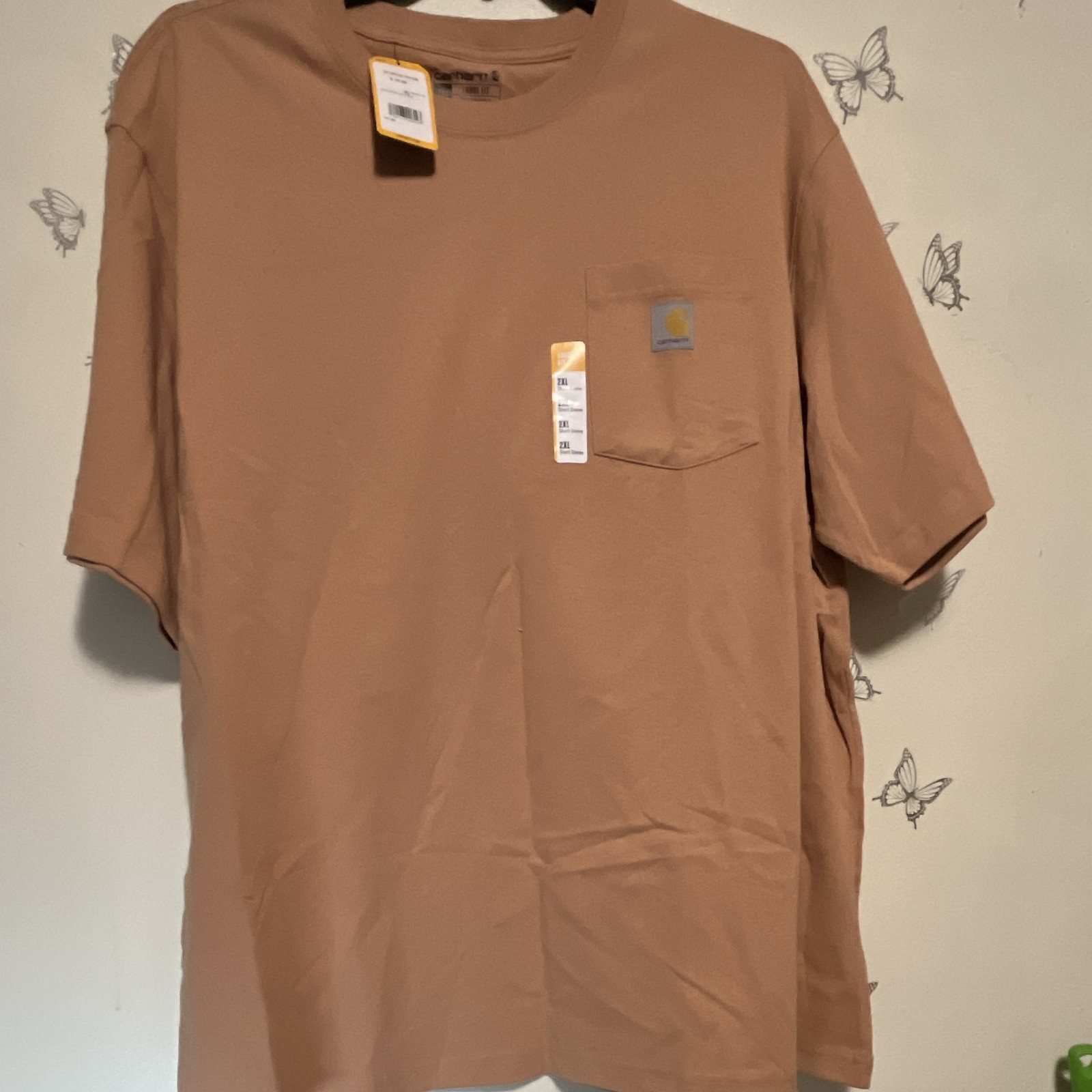 Carhartt Men’s 2XL Regular Loose Fit Brown Cotton Knit Logo Pocket Tee K87-098