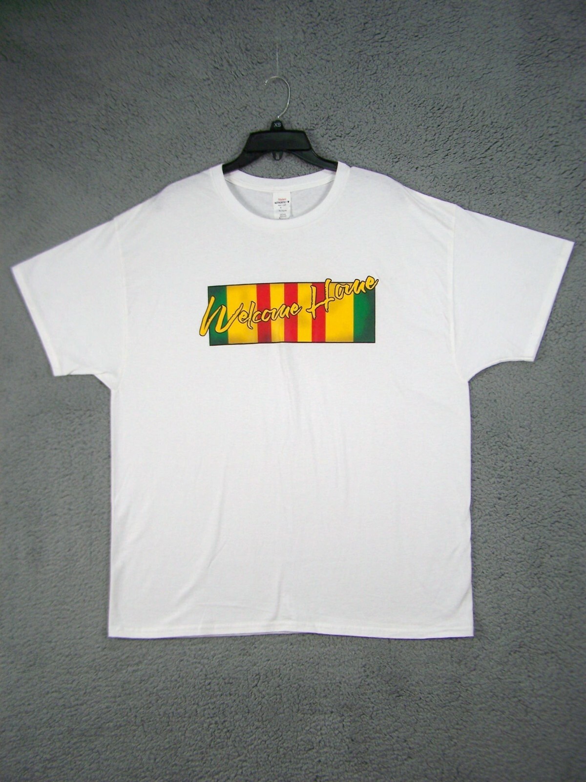 WELCOME HOME Tee Shirt Adult Extra Large White Short Sleeve Graphic Cotton Mens