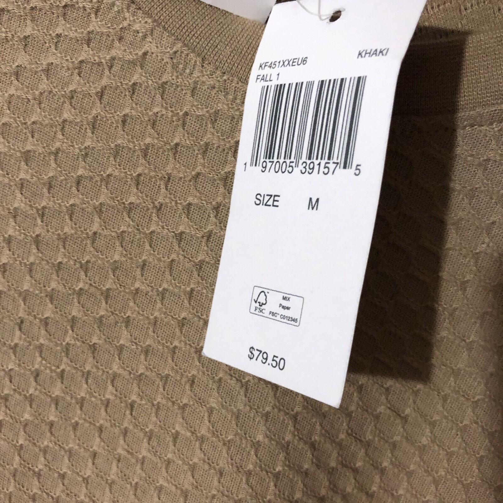 Michael Kors Men’s Textured T-Shirt Tee 100% Cotton Khaki Sz M New