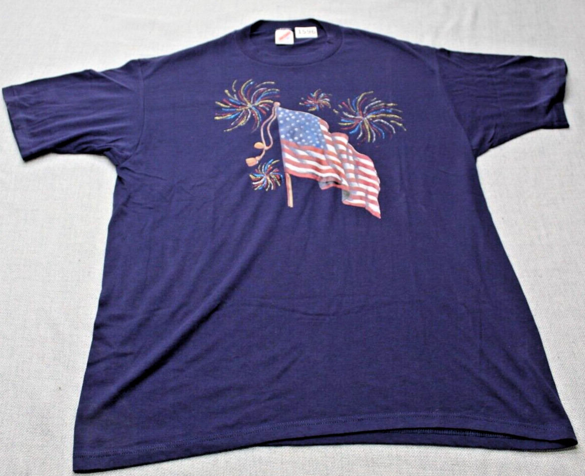 Vintage Jerzees Home Made Single Stitch Flag Fourth Of July T Shirt Men’s XXL