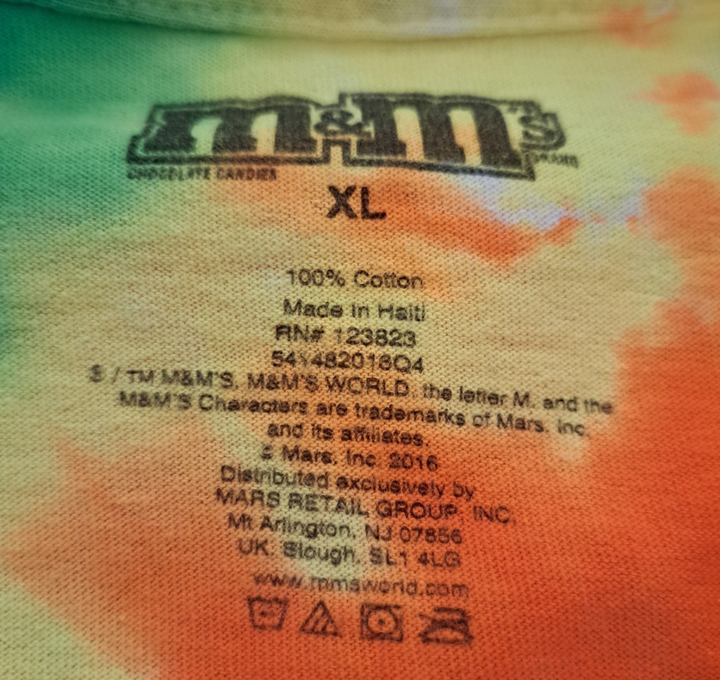 M&M’s Unisex XL Vibrant Colored Tie-dye 100% Cotton T-shirt Short Sleeve *EUC