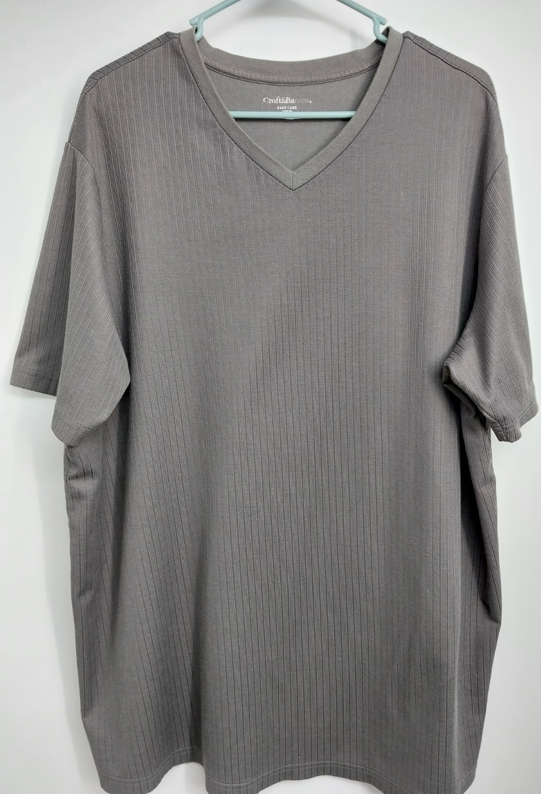 Croft & Barrow Mens Gray Easy Care Crew Ribbed Short Sleeve T-Shirt Size XXB