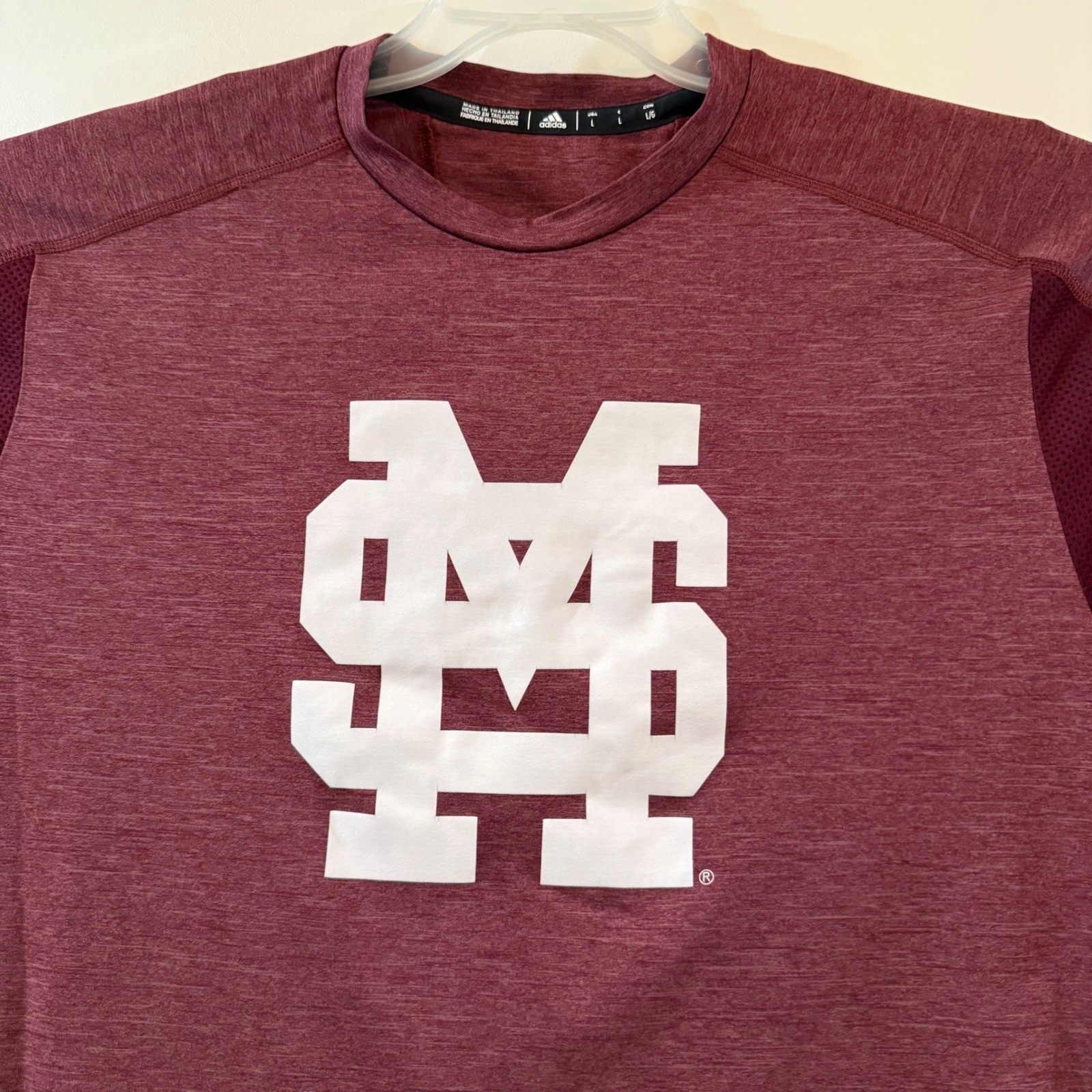 Adidas Mississippi State Bulldogs Mens Climalite Maroon Performance Shirt MSU L