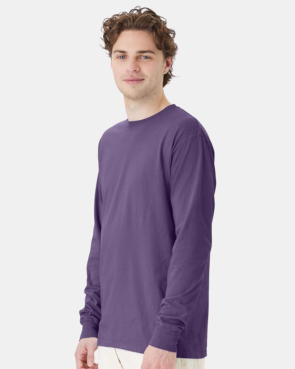 🔥 ComfortWash by Hanes Garment-Dyed Long Sleeve T-Shirt GDH200 Grape Soda 2XL