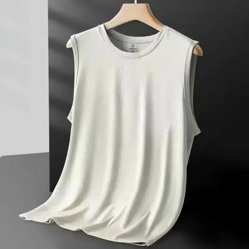 Men Ice Silk Mesh Vest Sleeveless Tank Top Lightweight Sports Summer T Shirt