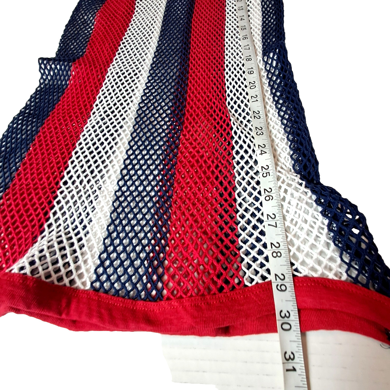 Vintage Trends String Vest Mesh Fishnet Tank Top Dress Large Patriotic USA Flag