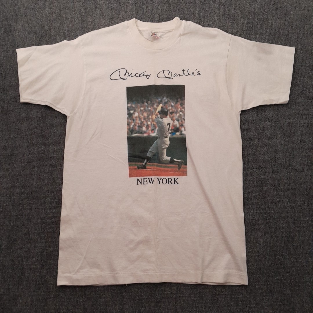 Vintage FOTL T Shirt Mens L Mickey Mantle’s New York Baseball Single Stitch USA