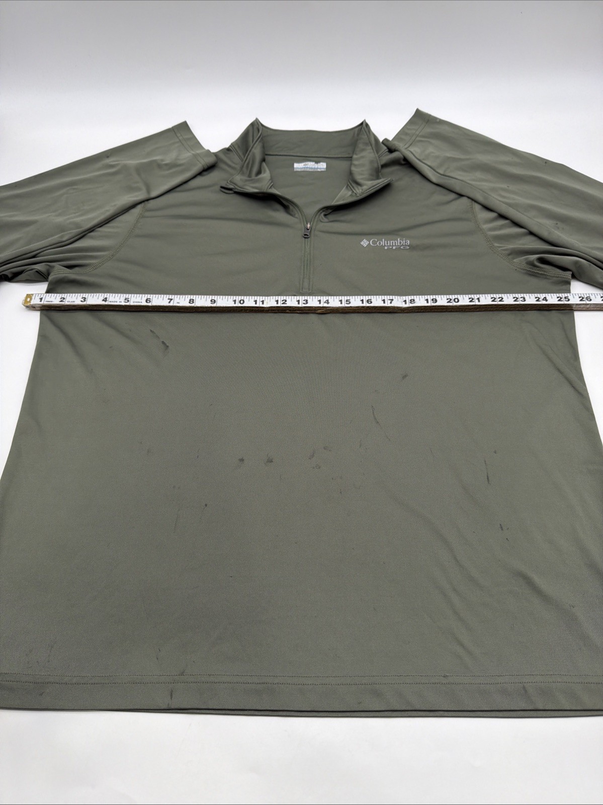 Colombia Sportswear PFG Polo Long Sleeve T-shirt Men XL Green Logo 1/4Zip.47285