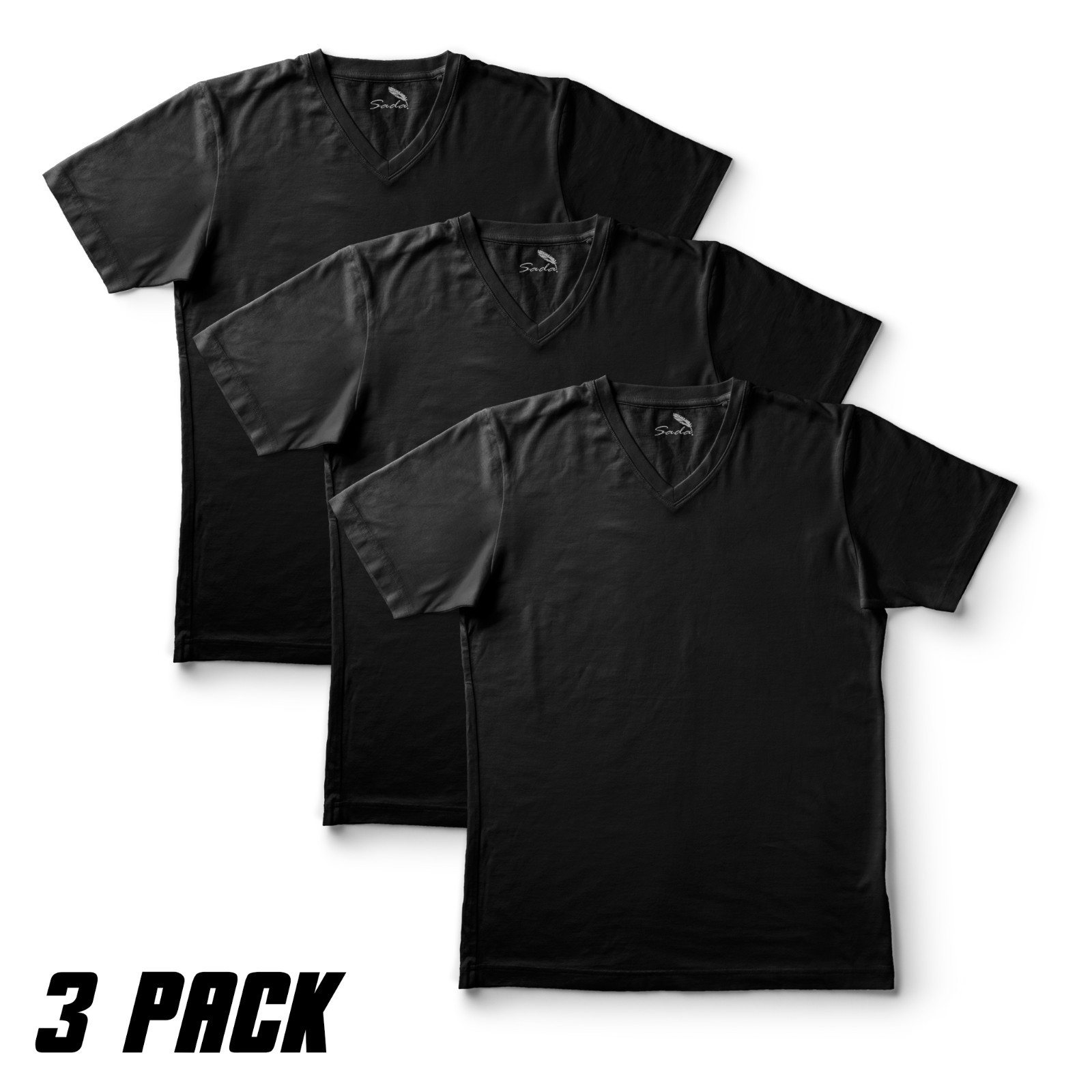 Sada T-Shirts 3-Pack Plain V-Neck T-Shirts for Men Sizes S-6XL