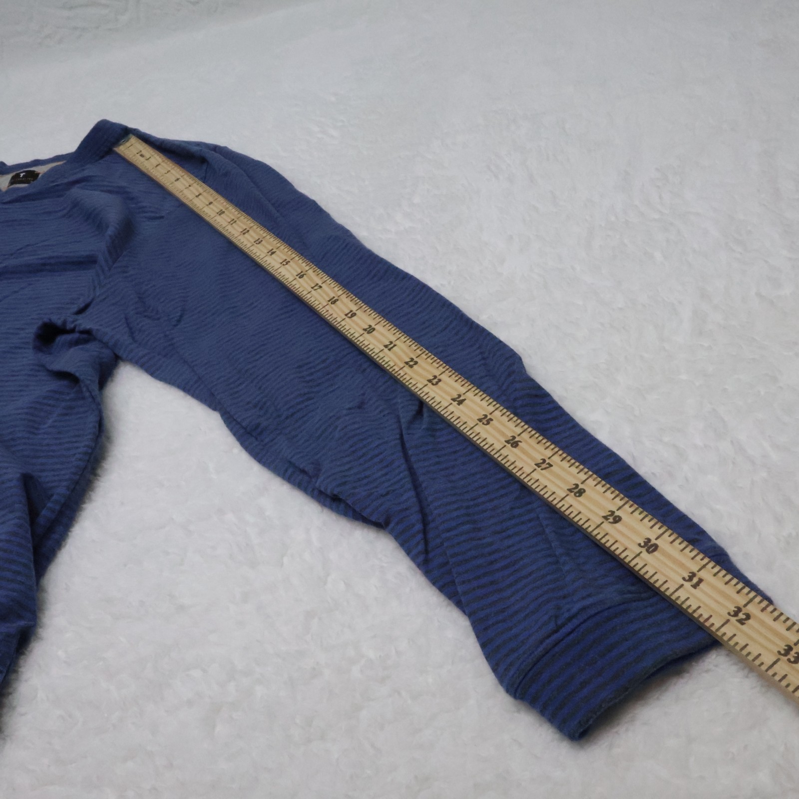 Left Coast Tee Striped V Neck Long Sleeve Shirt Blue Black Men’s XXL