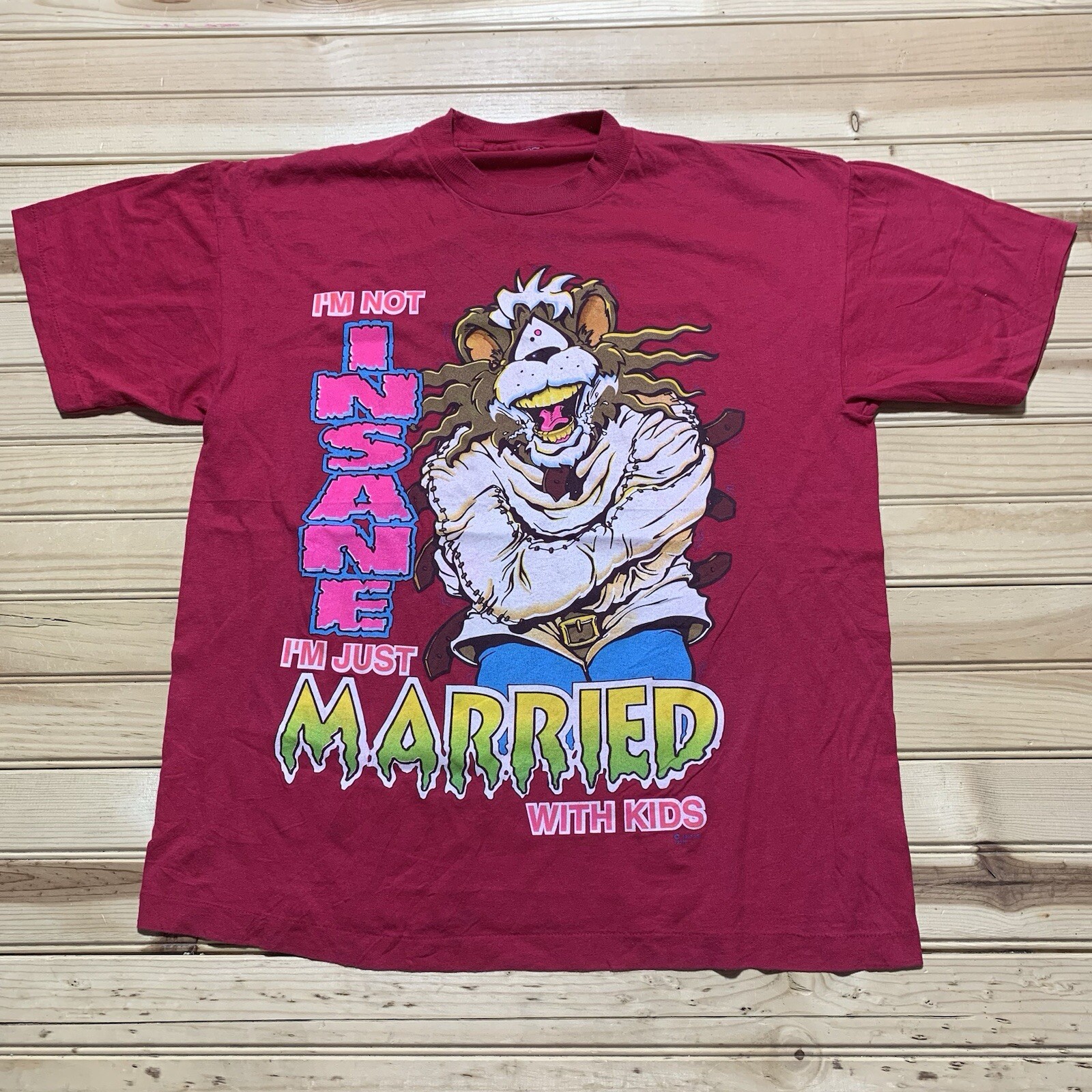 Vintage 80s Art Not Insane I’m Just Married With Kids Cartoon Shirt Size Large