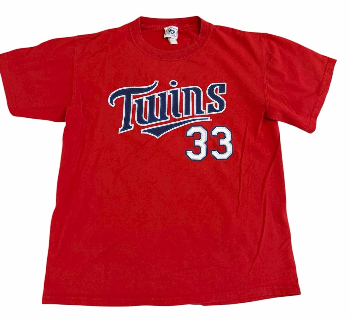 Vintage Twins Justin Morneau Graphic T-Shirt Red Size Medium LEE Sport