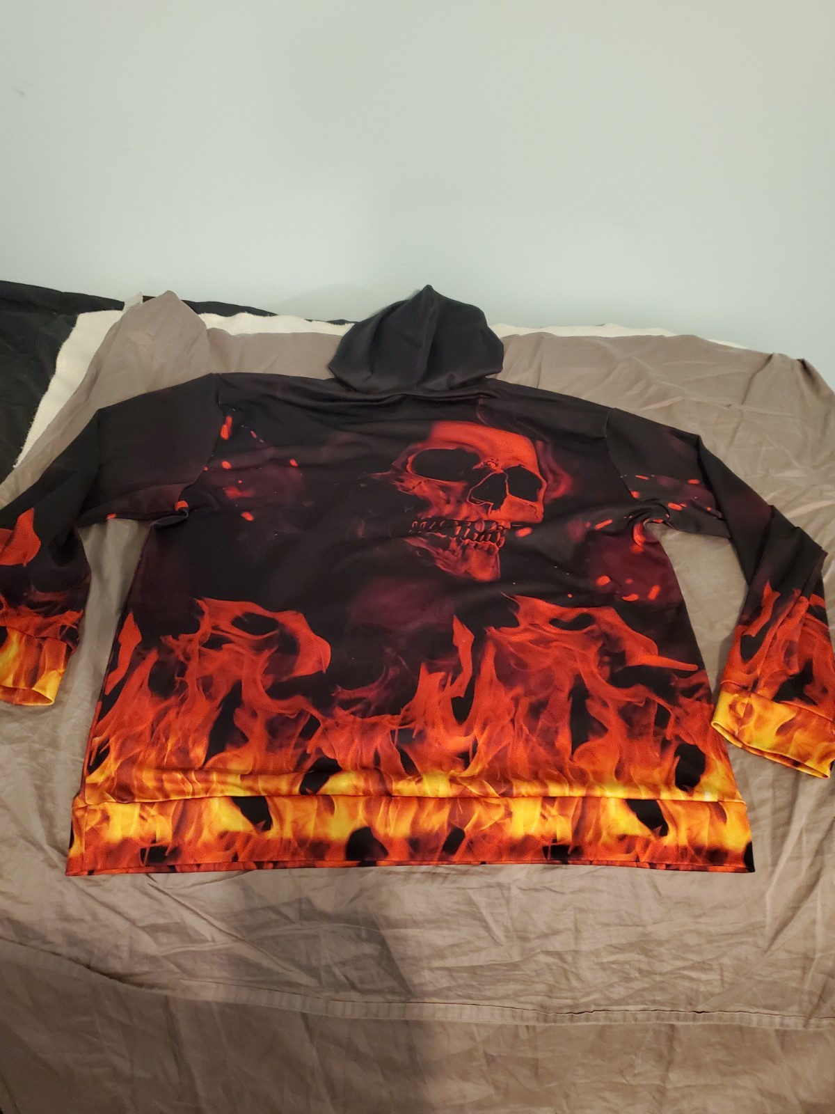 Mac Tools Mens Xl Flame Skull Long Sleeve Lightweight Hoodie