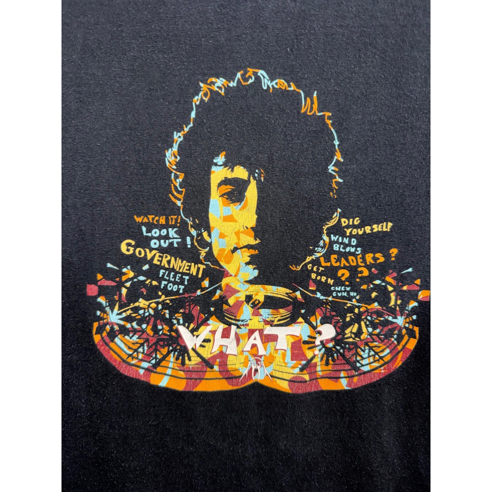Upper Playground Bob Dylan Graphic T Shirt Mens L Black Vintage Wash Oversized