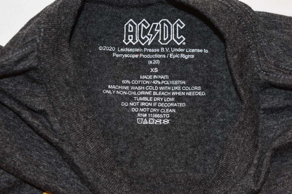 AC/DC Mens AC/DC Distressed Logo Charcoal Heather Shirt New XS-2XL
