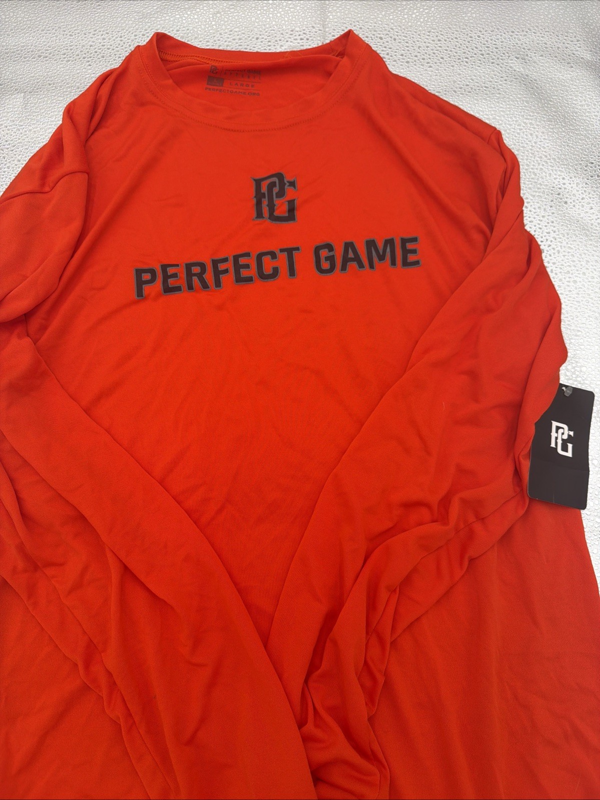 Men’s Sz L Perfect Game Baseball Orange Long Sleeve Shirt PG