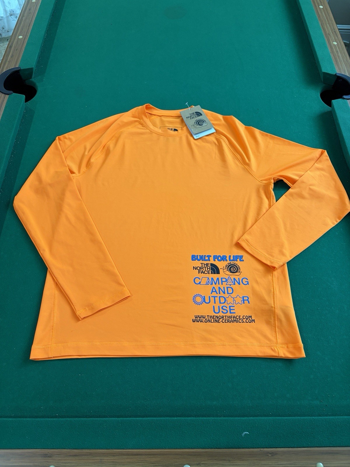 The North Face Online Ceramics Shirt Men Medium Orange LS Water Top Outdoors UPF