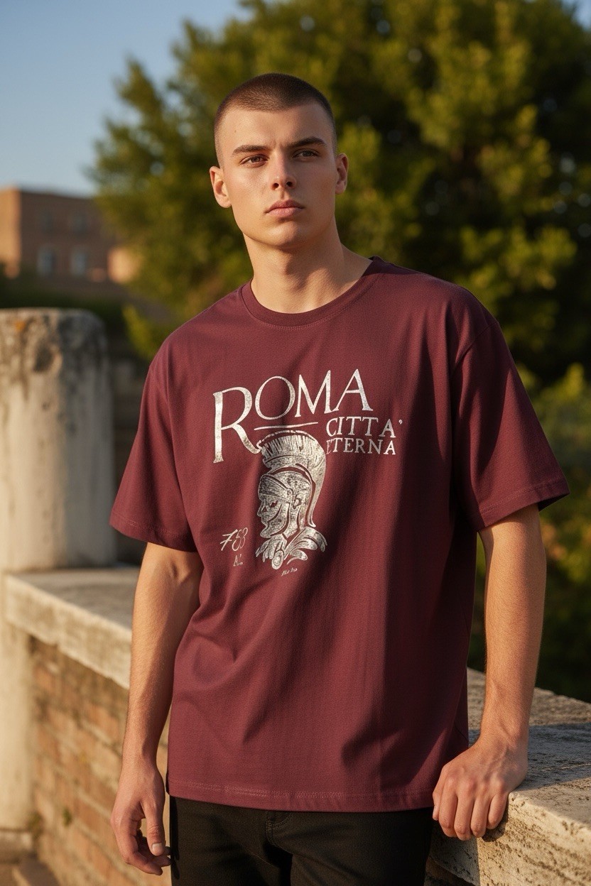 SOL’S Regent Men’s Burgundy Cotton Graphic Short Sleeve T-Shirt Roman 2XL