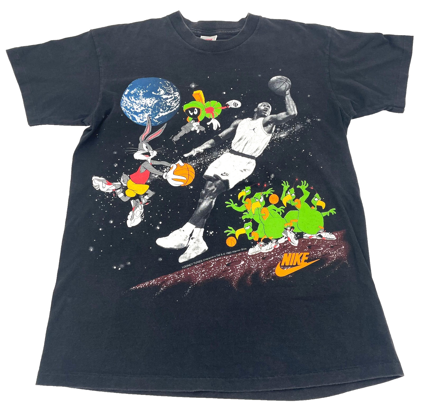 Michael Jordan NIKE 1993 Space Jam Looney Tunes T-Shirt FRONT / BACK Medium!