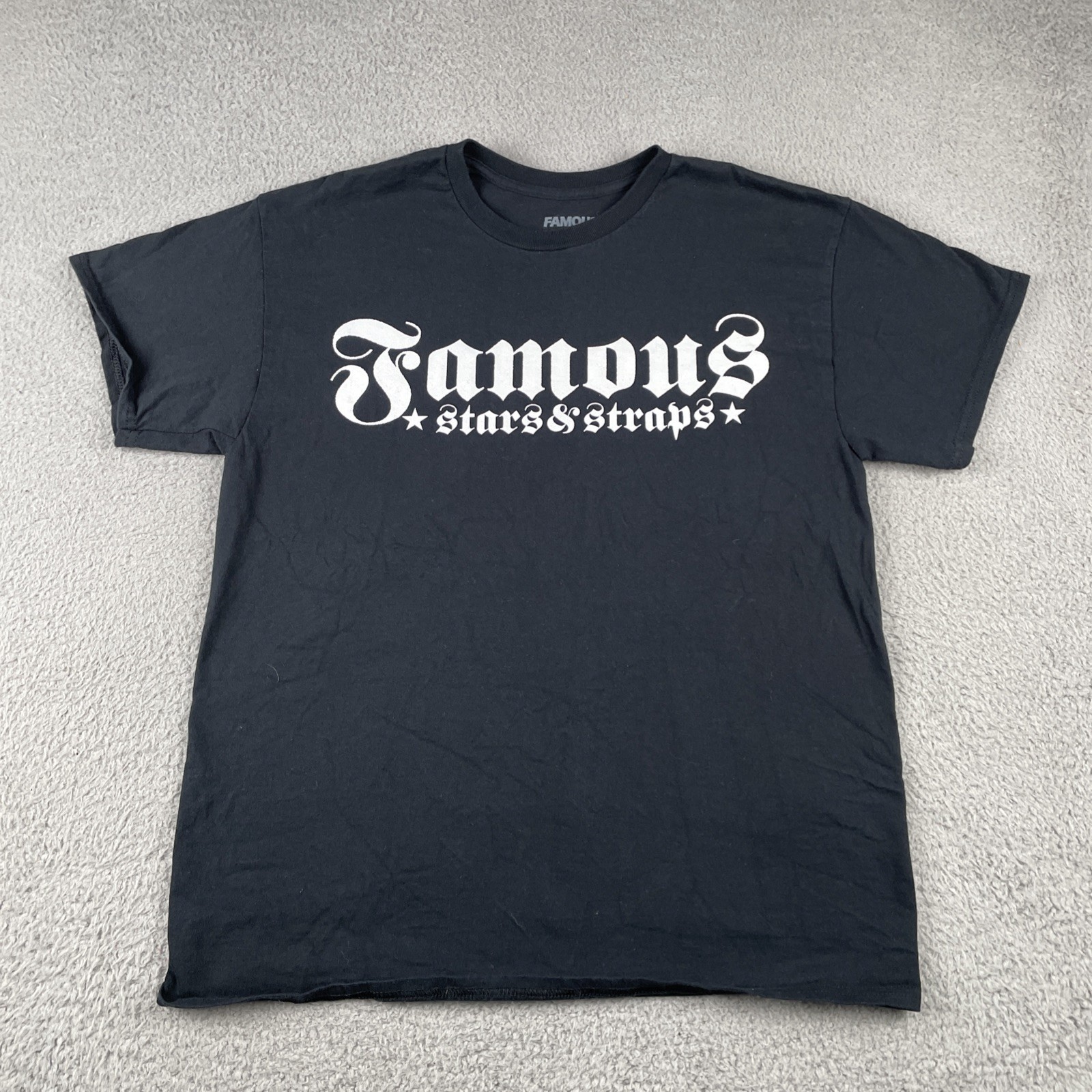 Famous Brand Jet L Black Shirt 100% Cotton Knit Classic Boxy Fit Classic Logo
