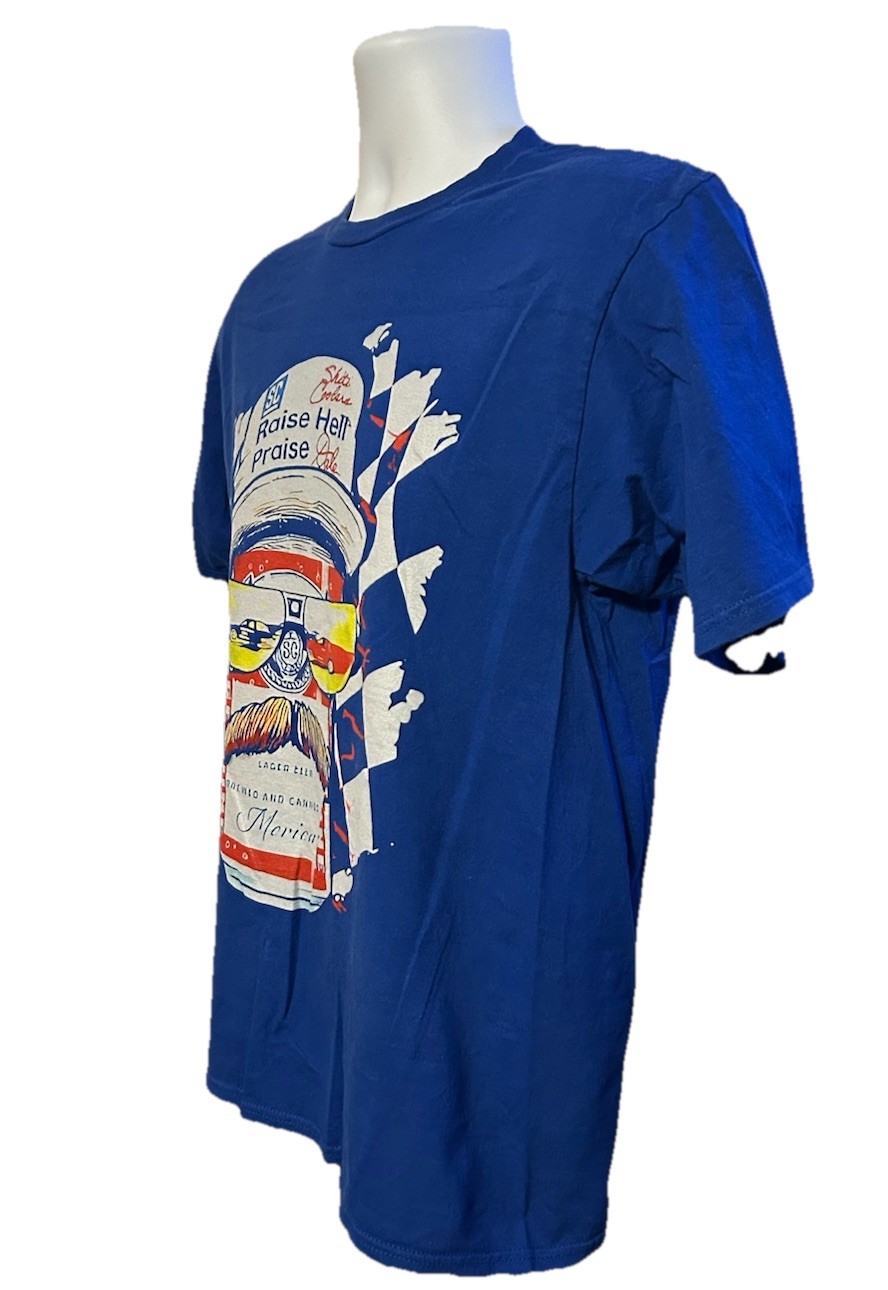 Dale Earnhardt Budweiser Raise Hell Praise Dale Shirt Men Medium Blue Port Co.