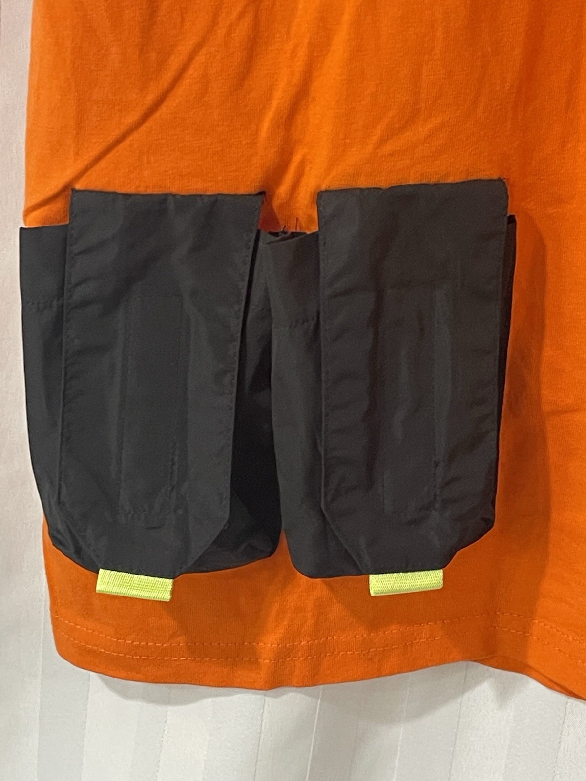 Vintage Switch Remarkable Buckle Pocket Strap T-shirt Orange Black XL Yellow