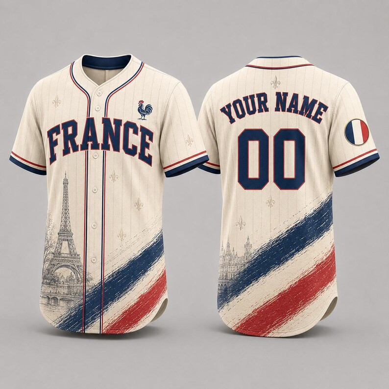 Baseball Jersey Manches Courtes France Football Pour Homme