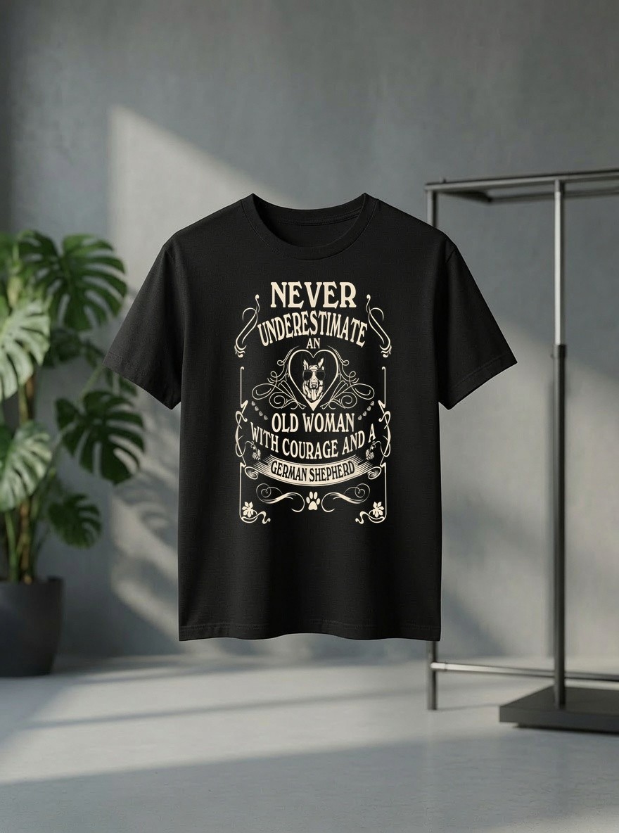Never Underestimate an Old Woman with Courage and German Shepherd Tee