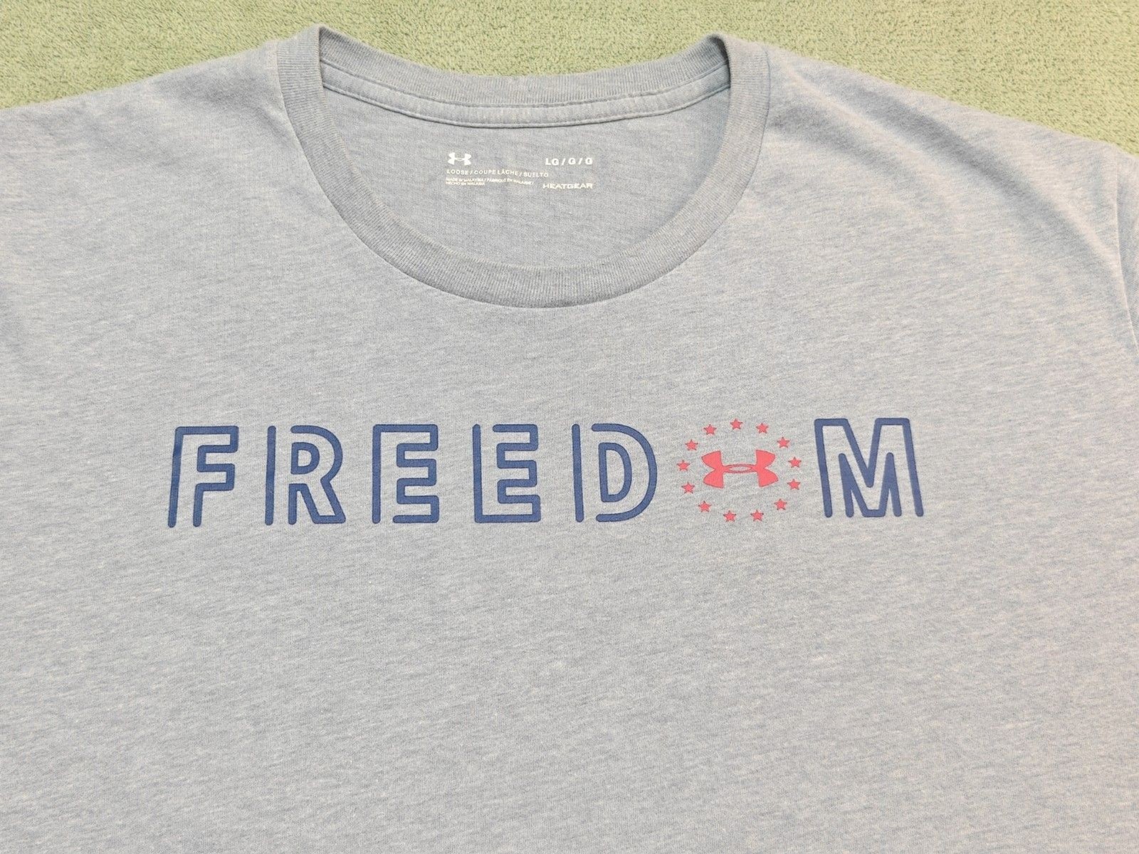 Under Armour Freedom Flag T-Shirt Mens Large Gray HeatGear Loose Fit Malaysia