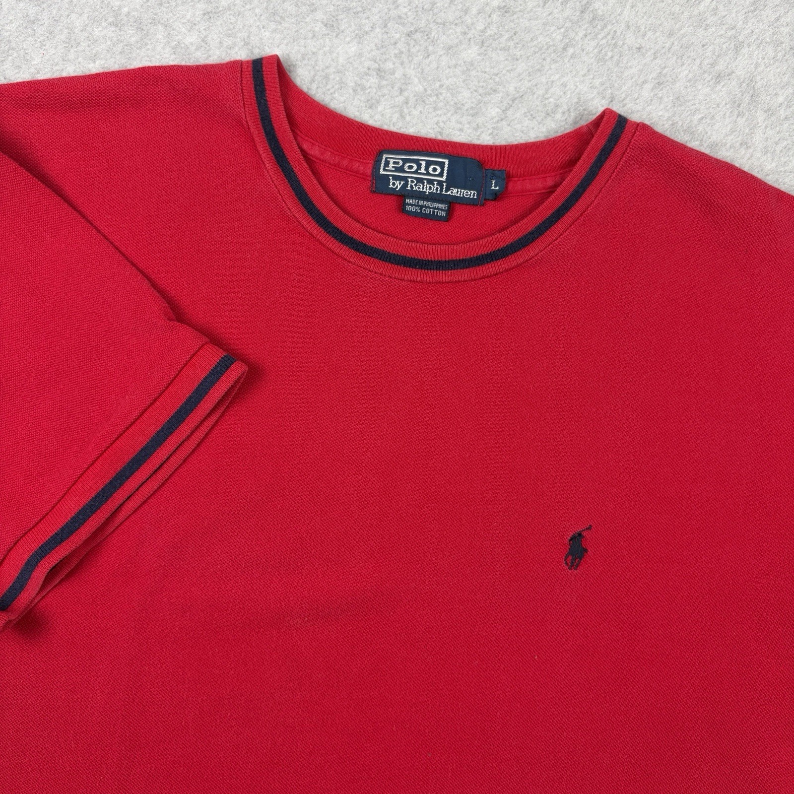 Vtg Polo Ralph Lauren T Shirt Mens Large Red Knit Mesh Short Sleeve Cotton Pony