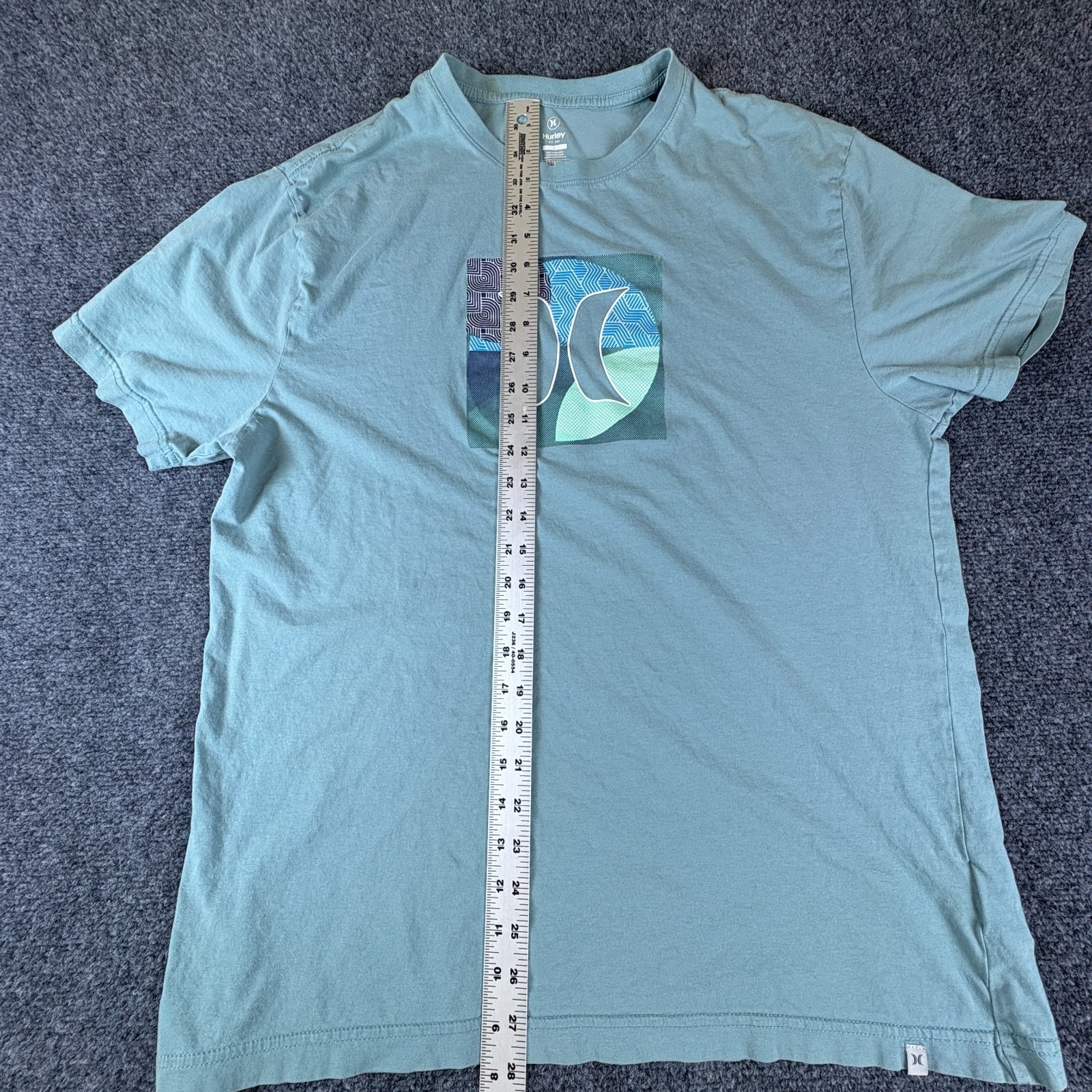 Hurley T Shirt Mens Large Sky Blue Cotton Short Sleeve Graphic Print Crewneck