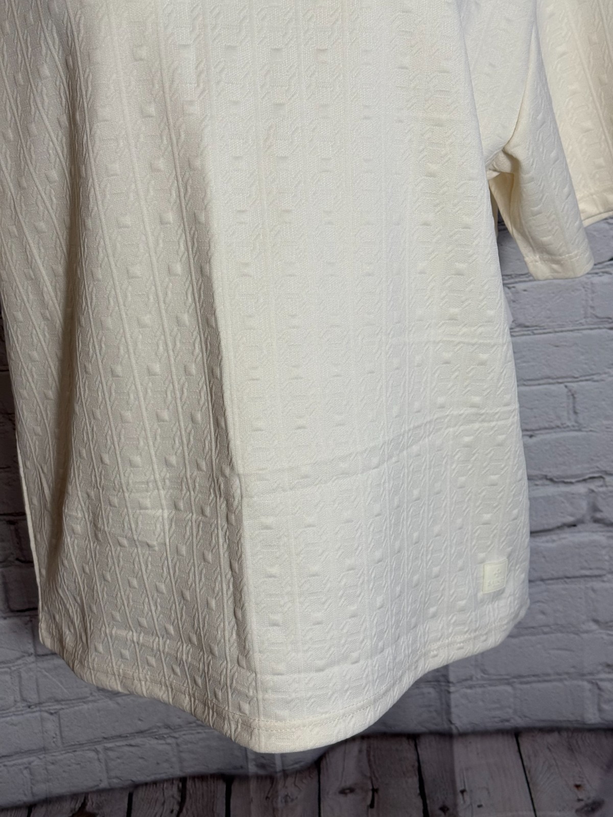 Saints Studio Textured Luxury Tee 2X Cream Oversized Short Sleeve Minimalist NWT