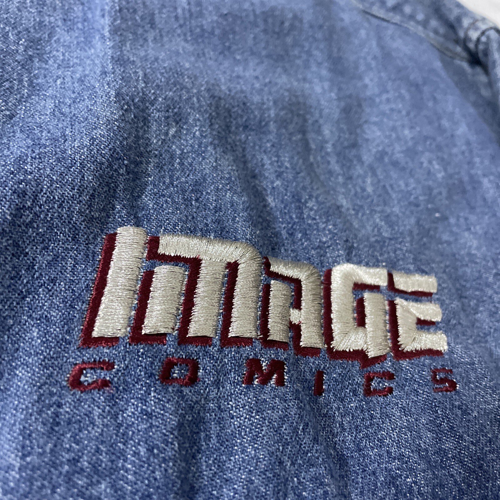 VINTAGE 90s COMIC IMAGES Marvel Promo Event Denim Jacket Sz XL Stan Lee Comics