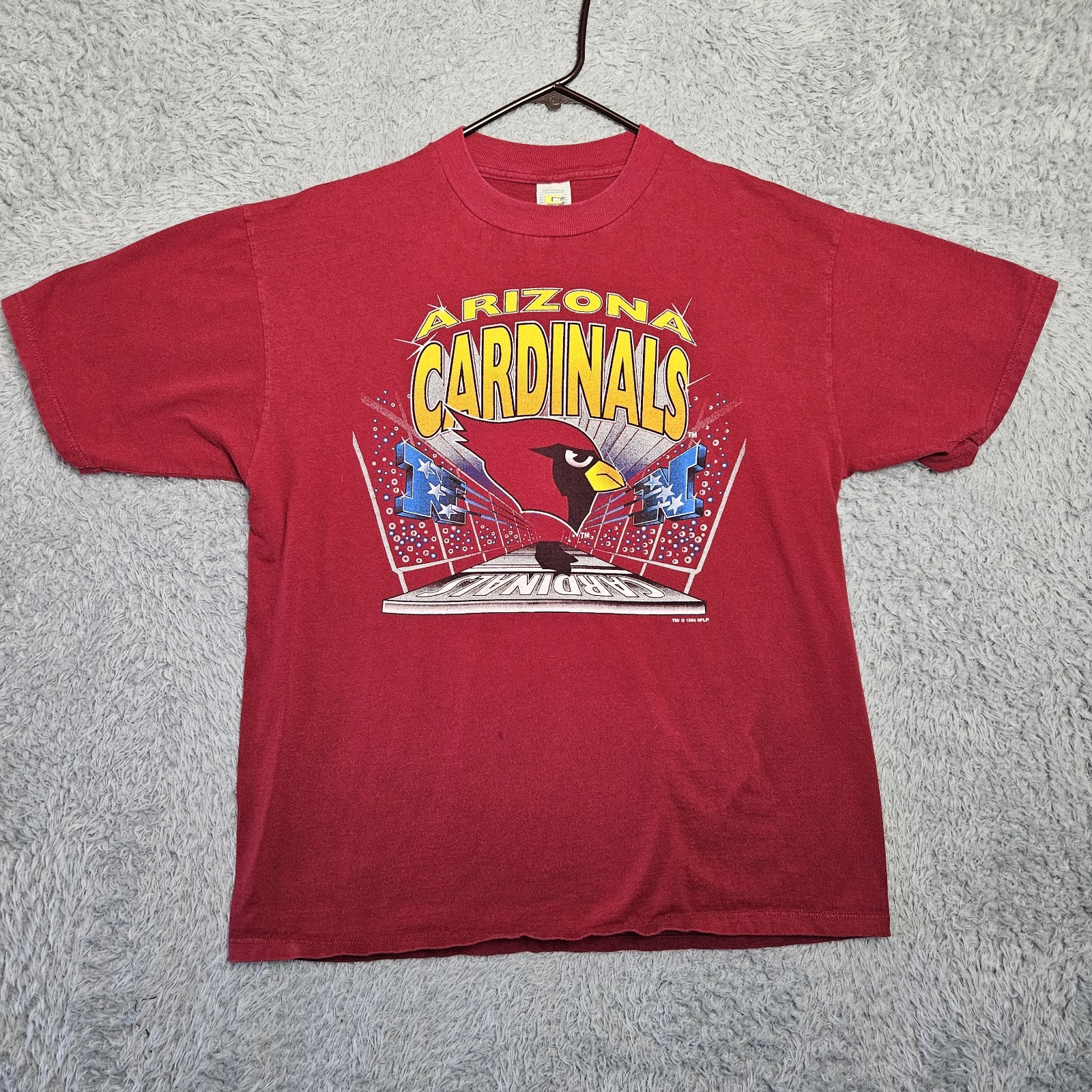 Vintage Arizona Cardinals T Shirt XL 1994 Competitor Red Maroon *Dot