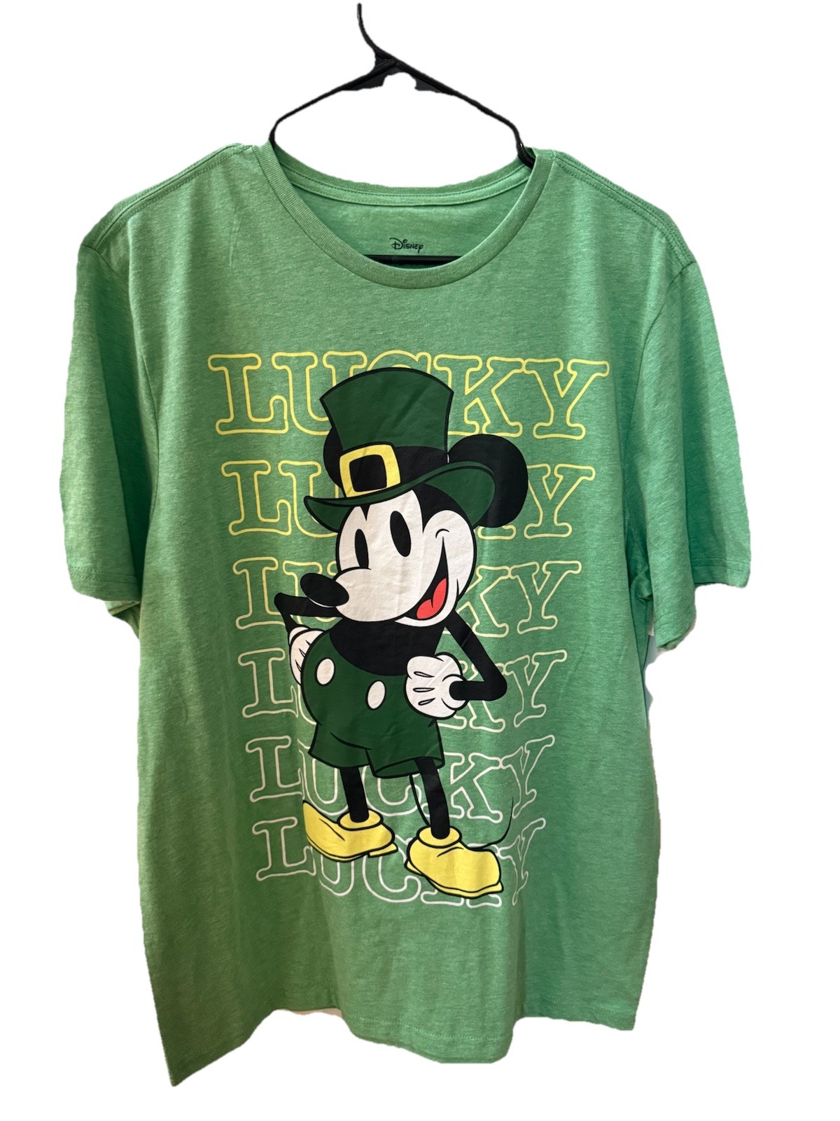 Men’s Green Mickey Mouse Saint Patrick’s Day Graphic Tee size L (42-44)