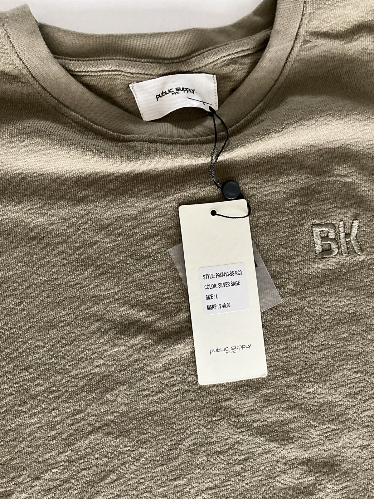 Public Supply Relaxed Fit LINEN Tee LARGE Olive NWT