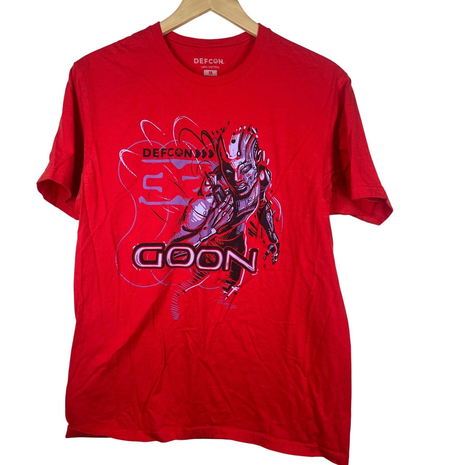 DEFCON Goon Red Graphic T-Shirt Mens Medium Convention Tech Staff Tee