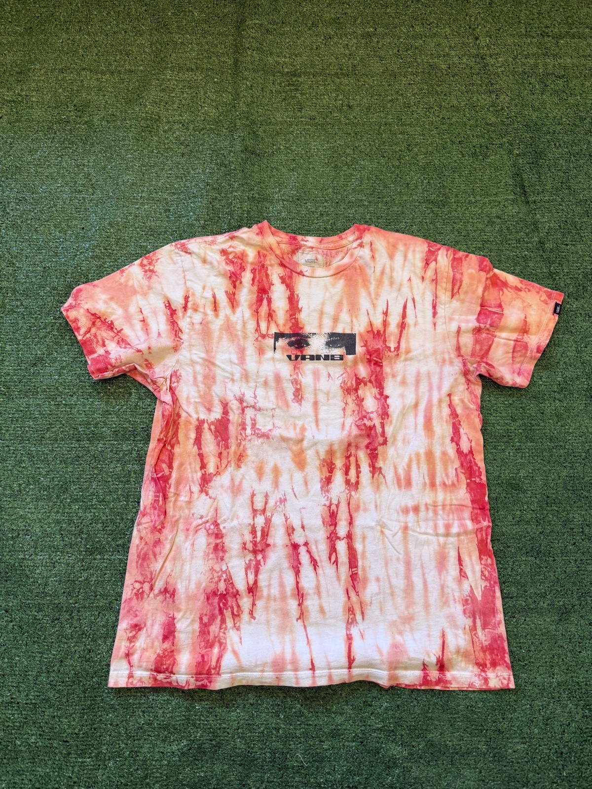 Vans Tie Dye Orange Red White Eyes Graphic T Shirt Tee Skater Size Medium
