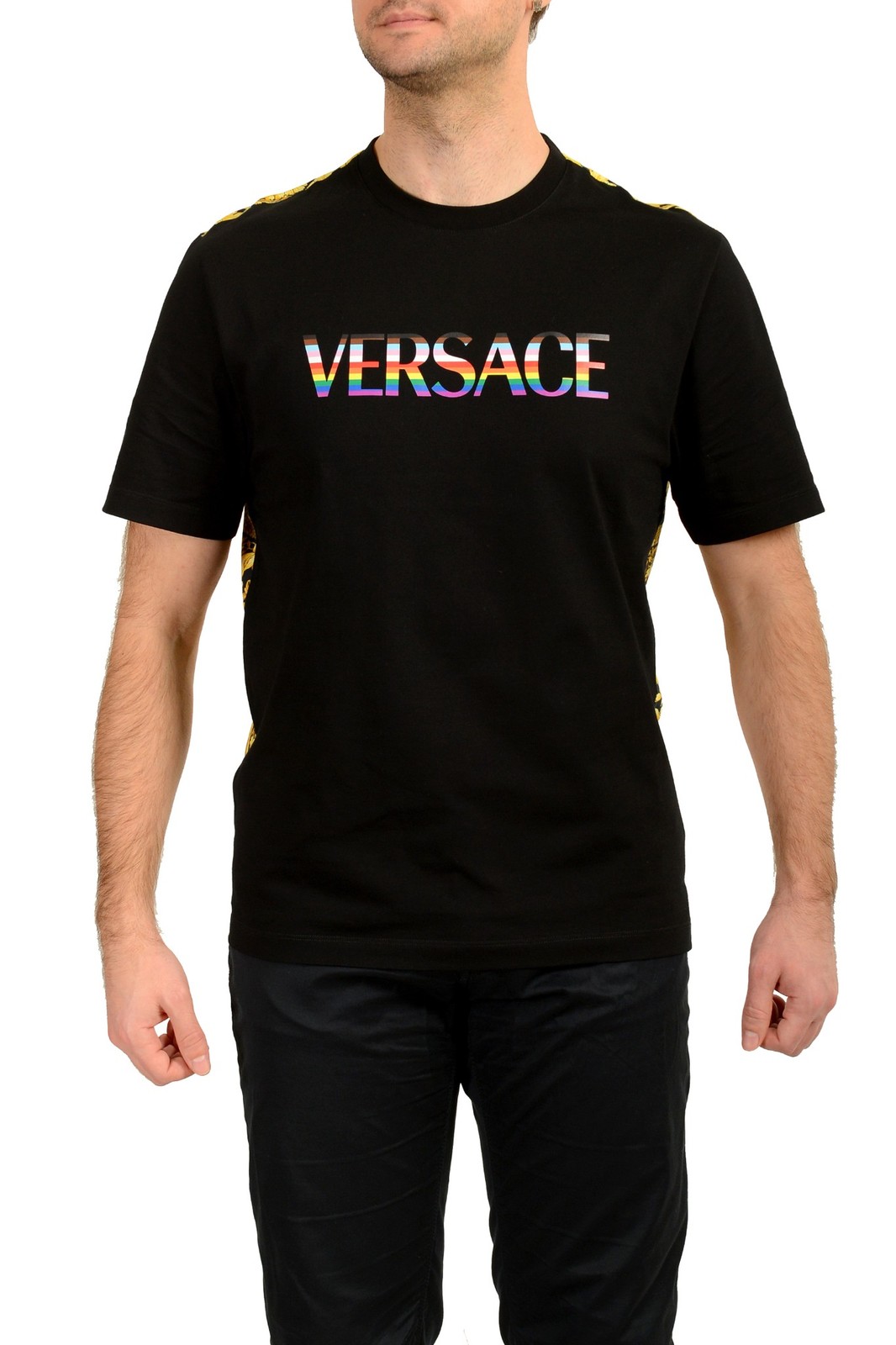 Versace Men’s Barocco Pride Print Multi-Color Short Sleeve T-Shirt US XS IT 46