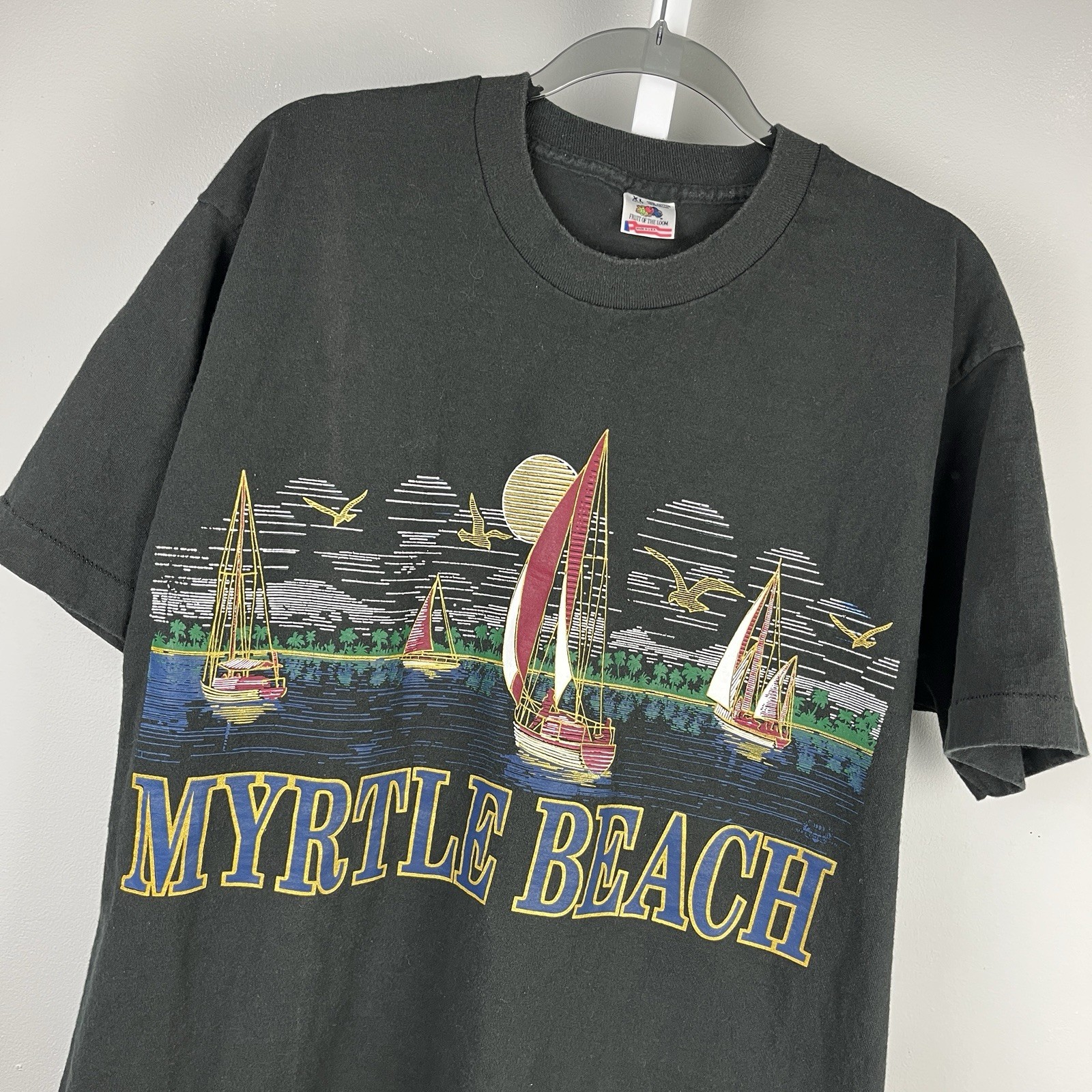 Vintage Myrtle Beach Single Stitch Graphic T-Shirt Size XL Fruit of the Loom