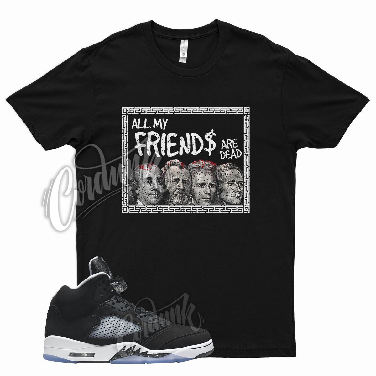 Black FRIENDS Shirt for J1 5 Oreo Pure White Cool Grey Moonlight Atlanta