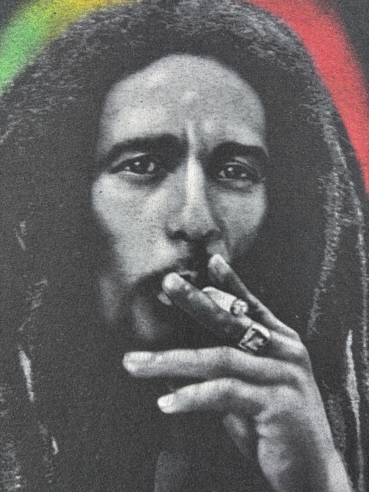 Vintage Y2K 2005 Bob Marley Smoking Tee Delta Tag Sz L Black T Shirt Music Zion
