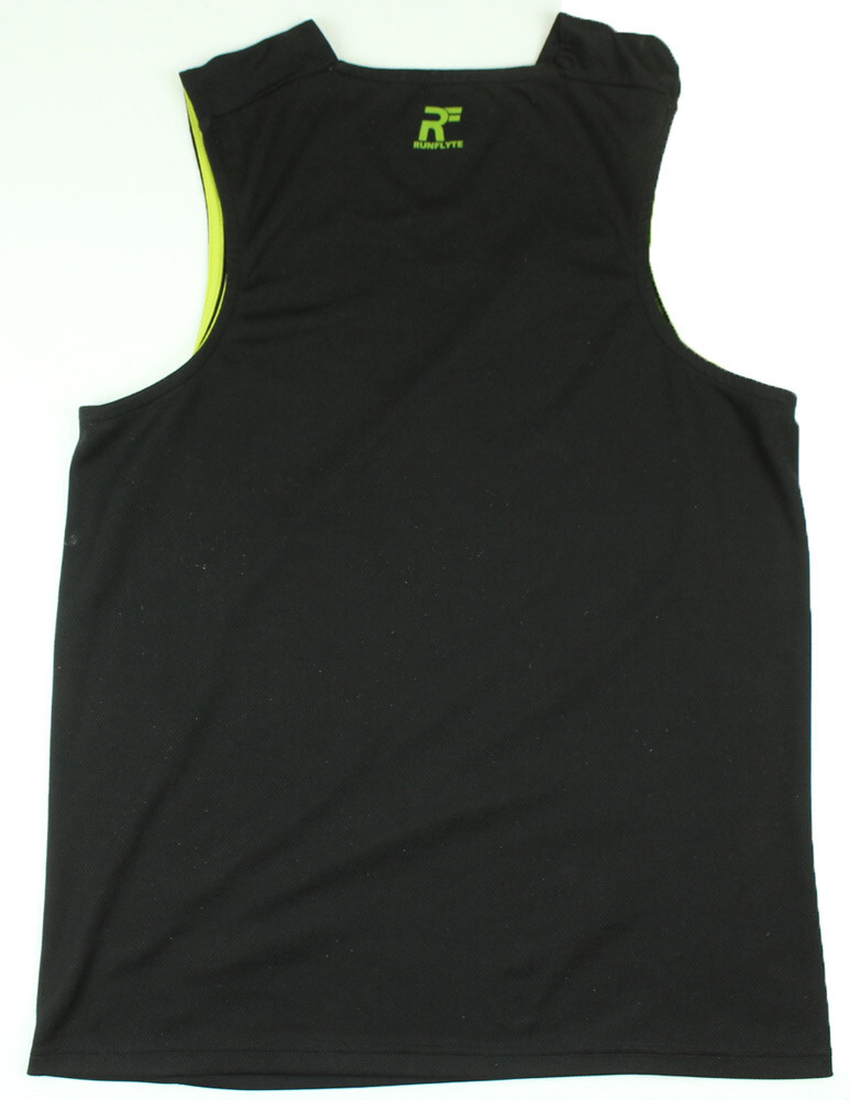Runflyte Mens S M V Neck Sleeveless Shirt Black Poly Sports Running Jogging Mesh