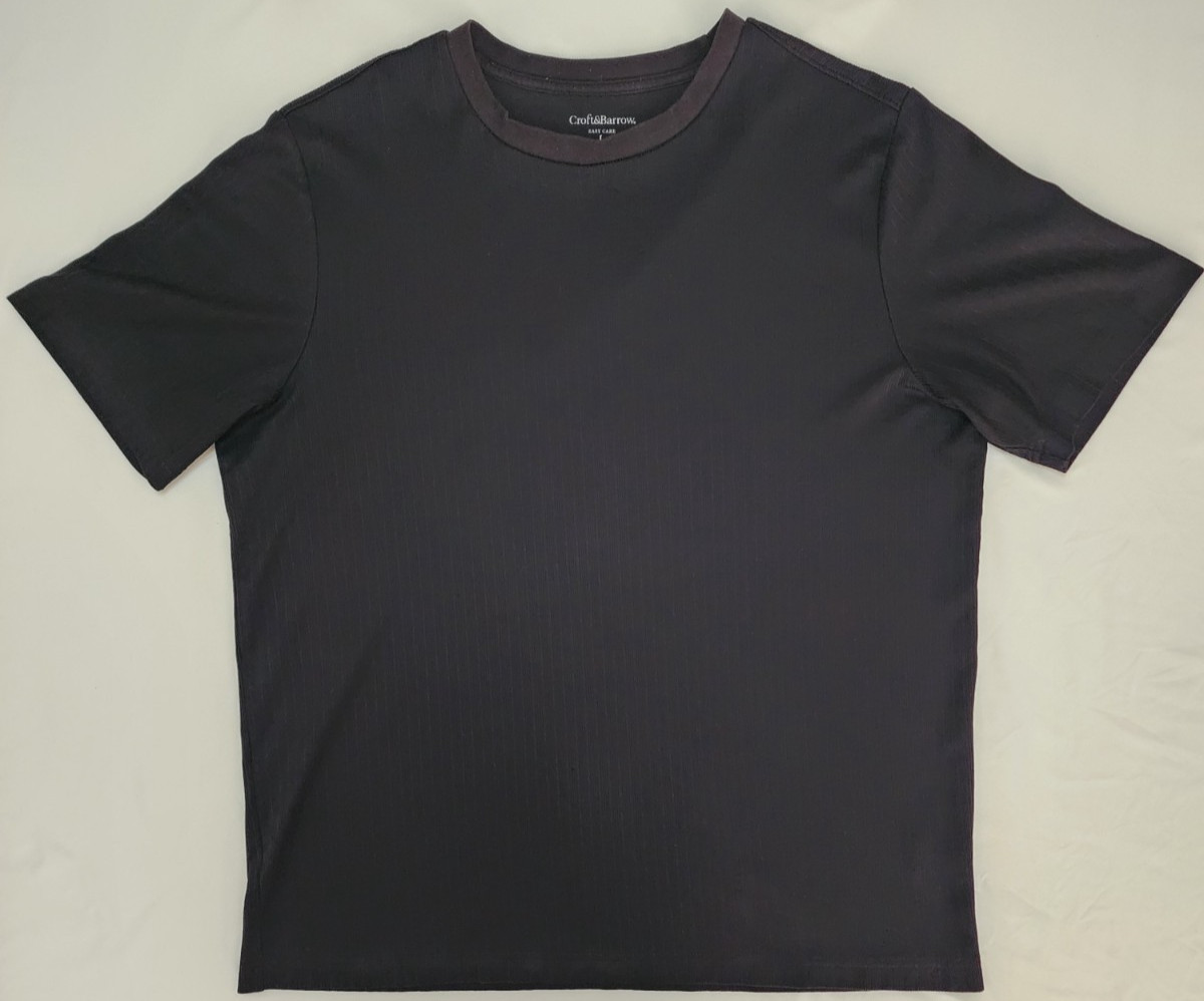 Croft & Barrow Easy Care All Black Fitted Crew Ribbed T-Shirt Men’s Large Y2K