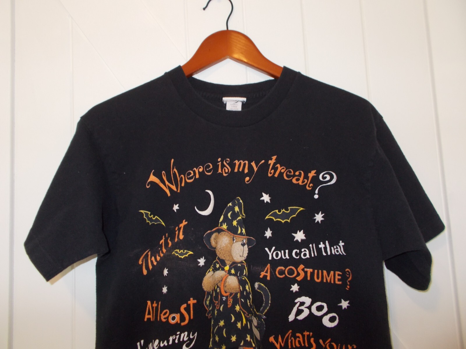 VTG Single Stitch Halloween Teddy Bear Witch T-Shirt Size L Trick or Treat