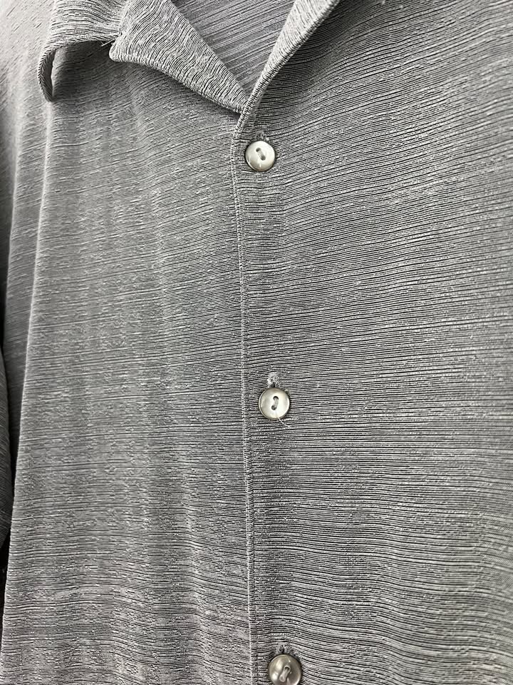 Vintage 90s VESTE LATINO Pleated Ribbed Shirt XL – Made in USA – Silver Grey Clu